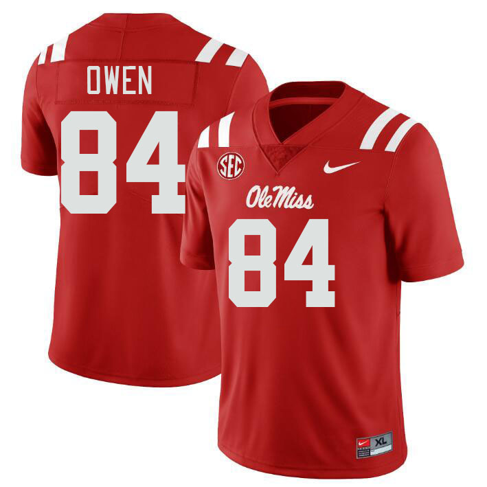 Men #84 Mac Owen Ole Miss Rebels College Football Jerseys Stitched-Red